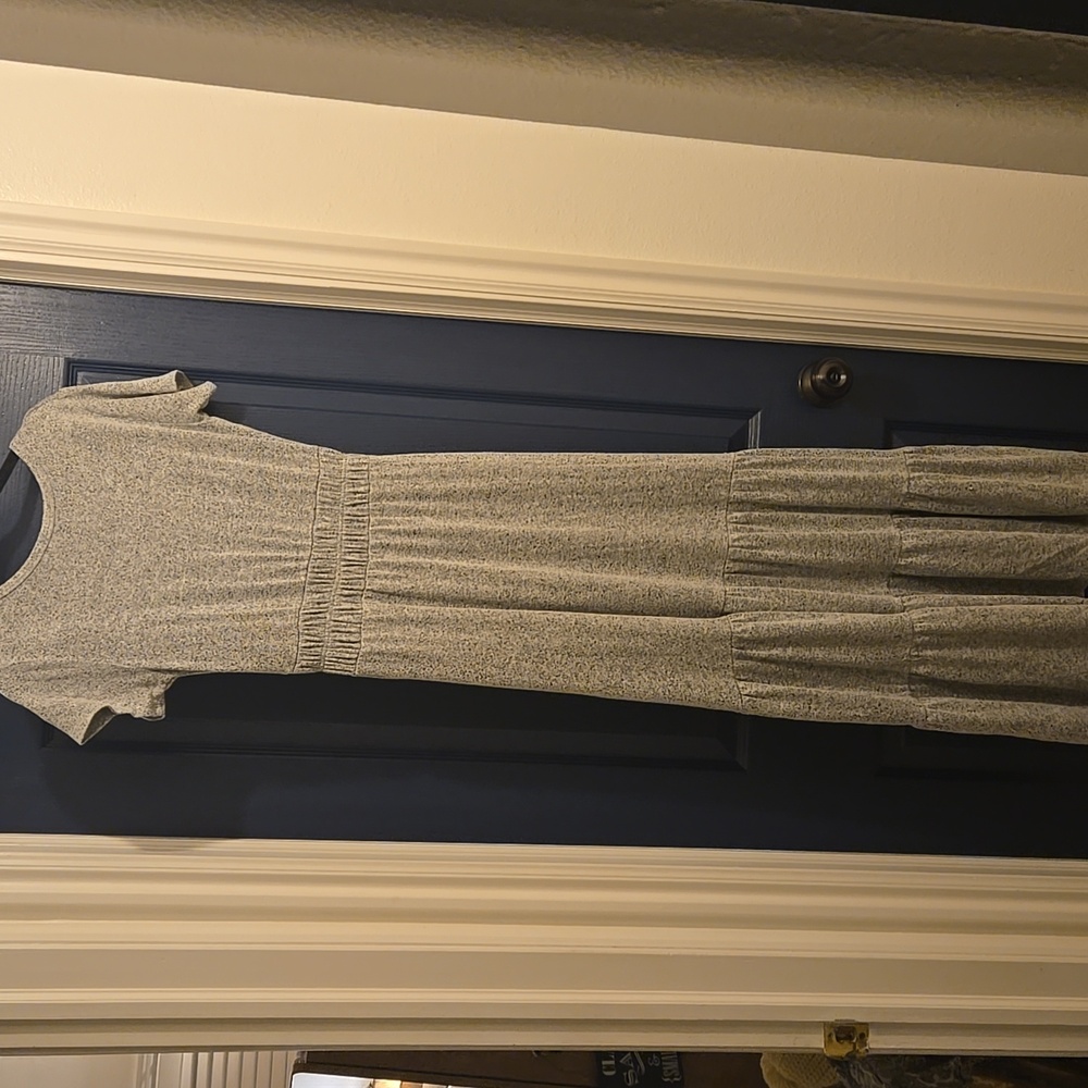 Small Heathered Gray Smocked Tiered Knit Dress - Picture 2 of 3